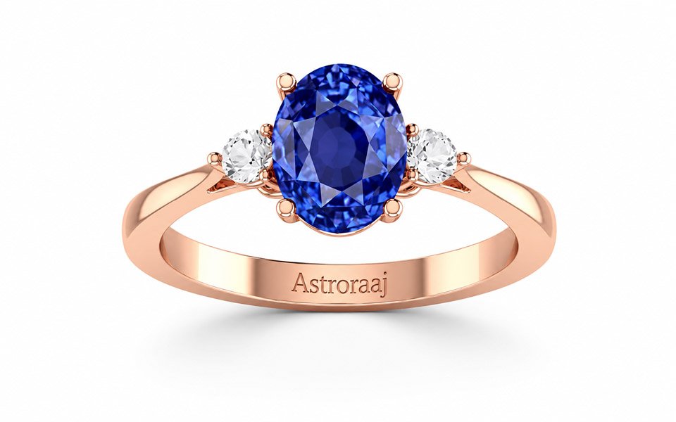 Elegant Blue Sapphire Halo Diamond Gold Engagement Ring