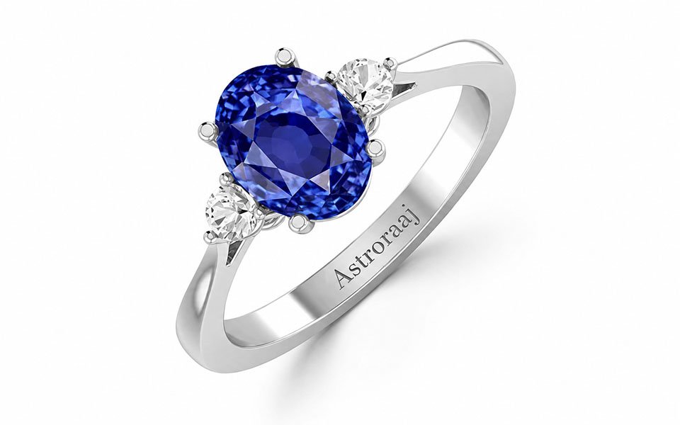 Luxury Blue Sapphire Pave Set Engagement Ring - hover