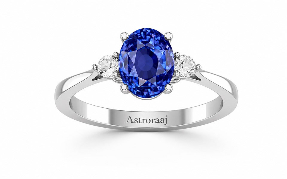 Luxury Blue Sapphire Pave Set Engagement Ring